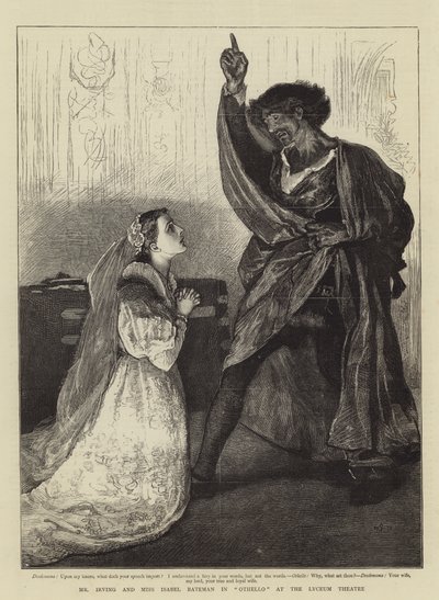 Mr. Irving en Miss Isabel Bateman in Othello in het Lyceum Theatre door William Small